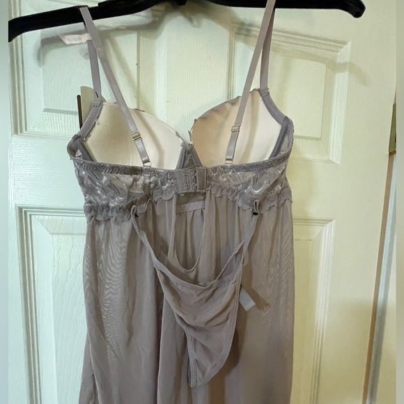 New with tags push-up babydoll + thong 2-piece lingerie set in mauve. - Picture 3 of 5